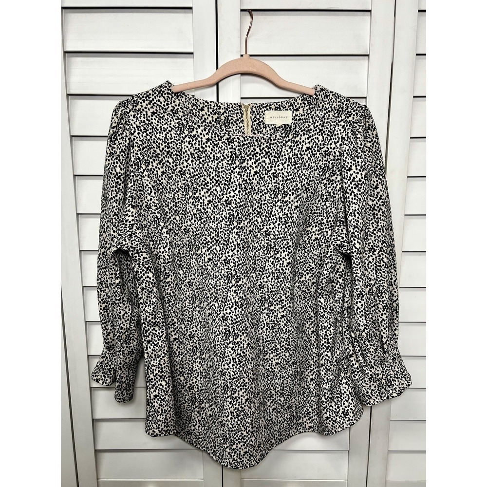 Melloday Cheetah Print Balloon Sleeve Top Women's Size 1X